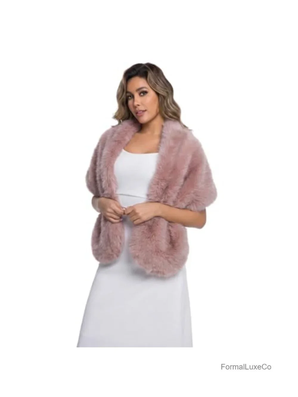 Faux Fur Collar Scarf Wrap Shawl - Winter Warm Stole Bridal Wedding
